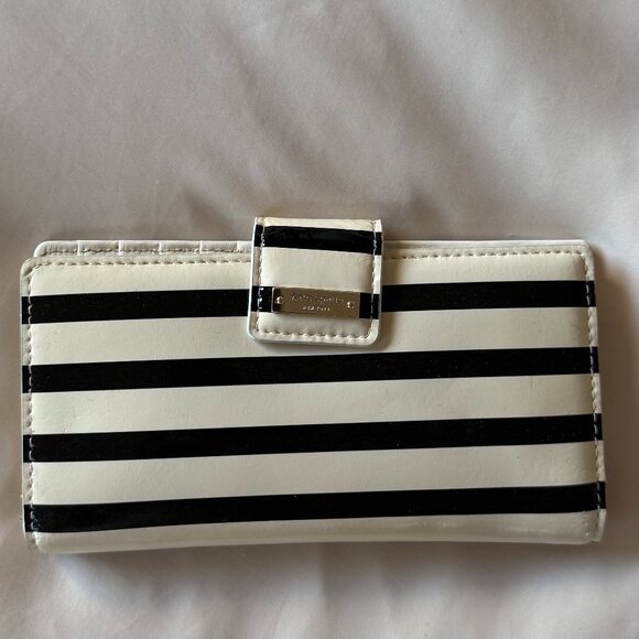 Kate Spade Striped Black & White Wallet - Picture 1 of 7